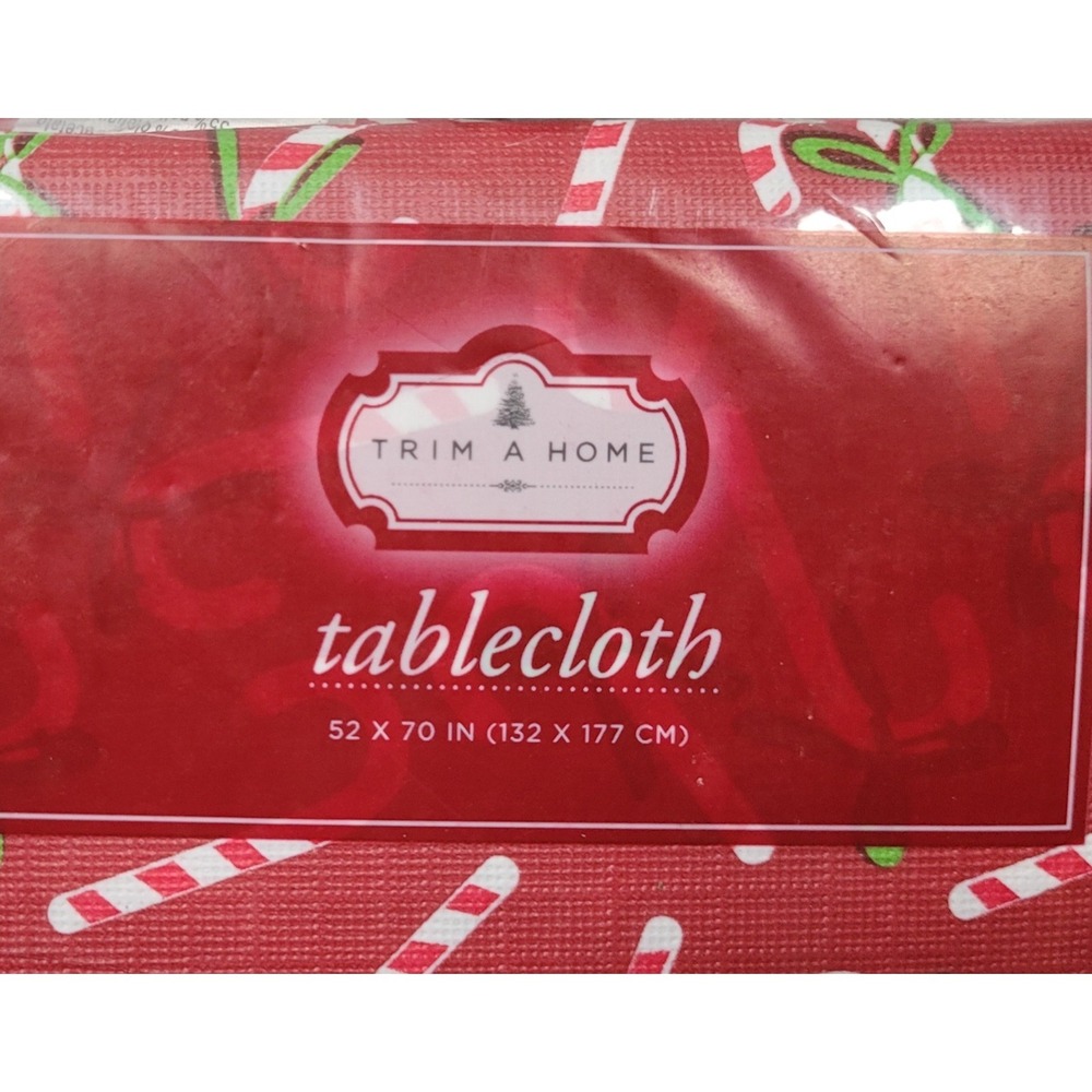 Trim a Home Christmas Tablecloth Candy Cane Pattern Oblong 52 x 70 inch - Picture 2 of 4